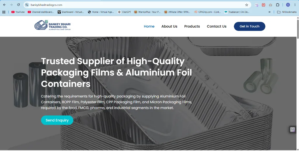 Bankey Bihari Trading Co - Industrial B2B website design and development portfolio by Virtual Agency Delhi