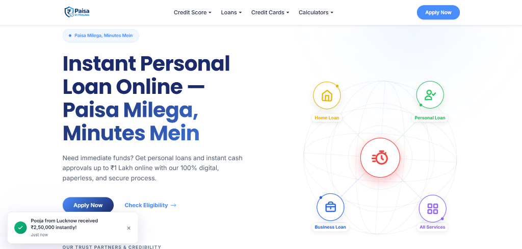 Paisa In Minutes Website Screenshot