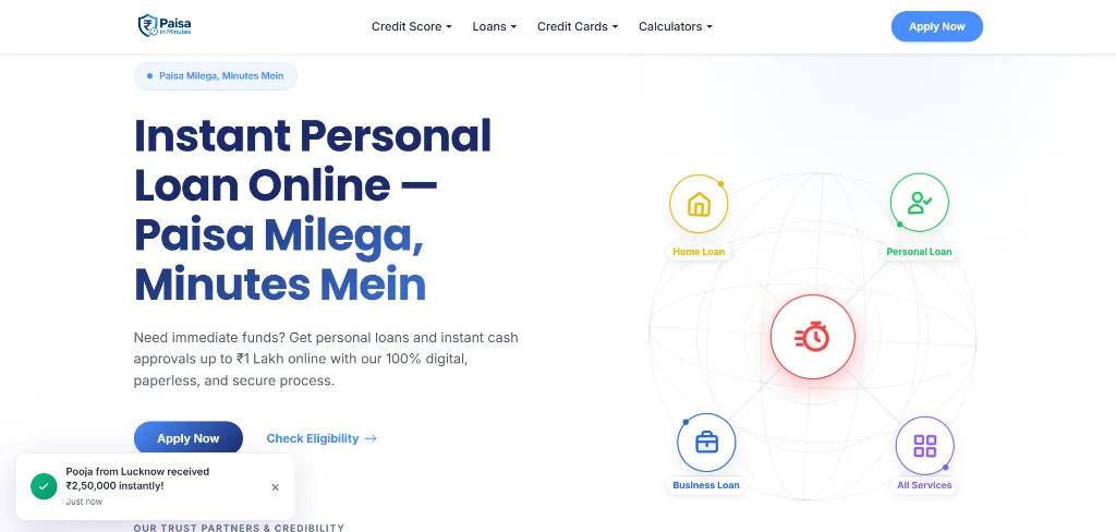 Paisa In Minutes instant digital loan fintech portal design and web application development