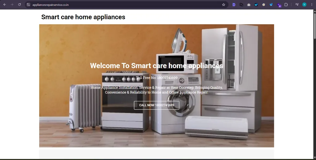 Smart Care Home Appliances repair service portal web design and SEO optimization in Delhi