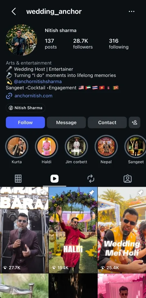 Viral wedding reels social media marketing campaign by Virtual Agency for celebrity anchor in Delhi